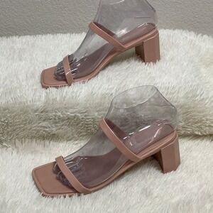 Jeffrey Campbell Jamm 3 Jelly Slide Heel Sandal Sz 7 Pink Block Heel Slip On